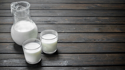 Fresh milk in glasses.