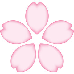 桃色グラデーションの5枚の花びらの桜イラスト