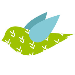 Spring colorful bird with pattern.Spring decoration. 