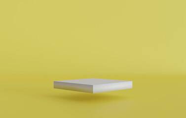 3d render of minimalist podium in yellow studio and lighting for product display.