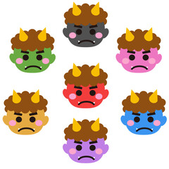 鬼のイラスト素材のセット　ベクター