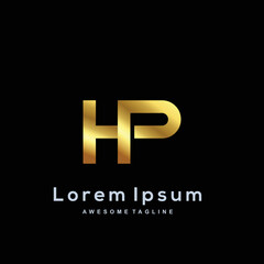 Luxury letter H and P with gold color logo template