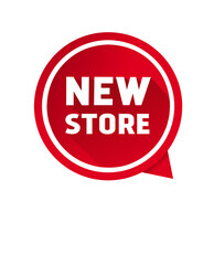 New store text on speech bubble icon. Vector design template.