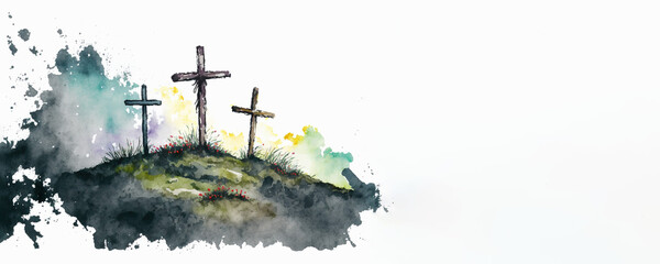 Good Friday - Crossen On Mount Calvary- Watercolour (Generative Art)