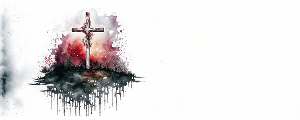Good Friday - Crucifixion - Watercolour (Generative Art)
