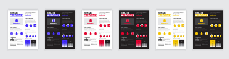 DIN A4 Brand Guidelines Poster Layout Set, Simple style and modern layout Brand Style - obrazy, fototapety, plakaty
