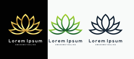 Set of green leaf logo design inspiration vector