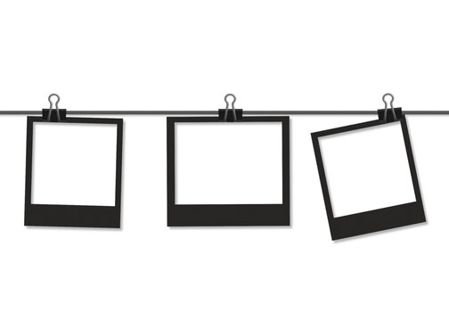 blank photo frames on rope, blank photo frame, blank photo frames, blank photo frame, polaroid set