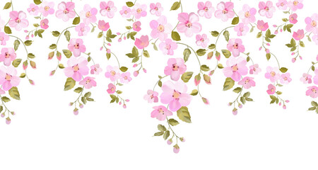 delicate floral seamless ornament with pink flowers