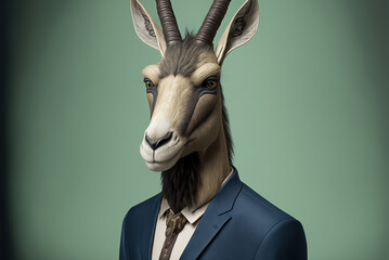Portrait of a Gazelle dressed in a formal business suit,  generative ai