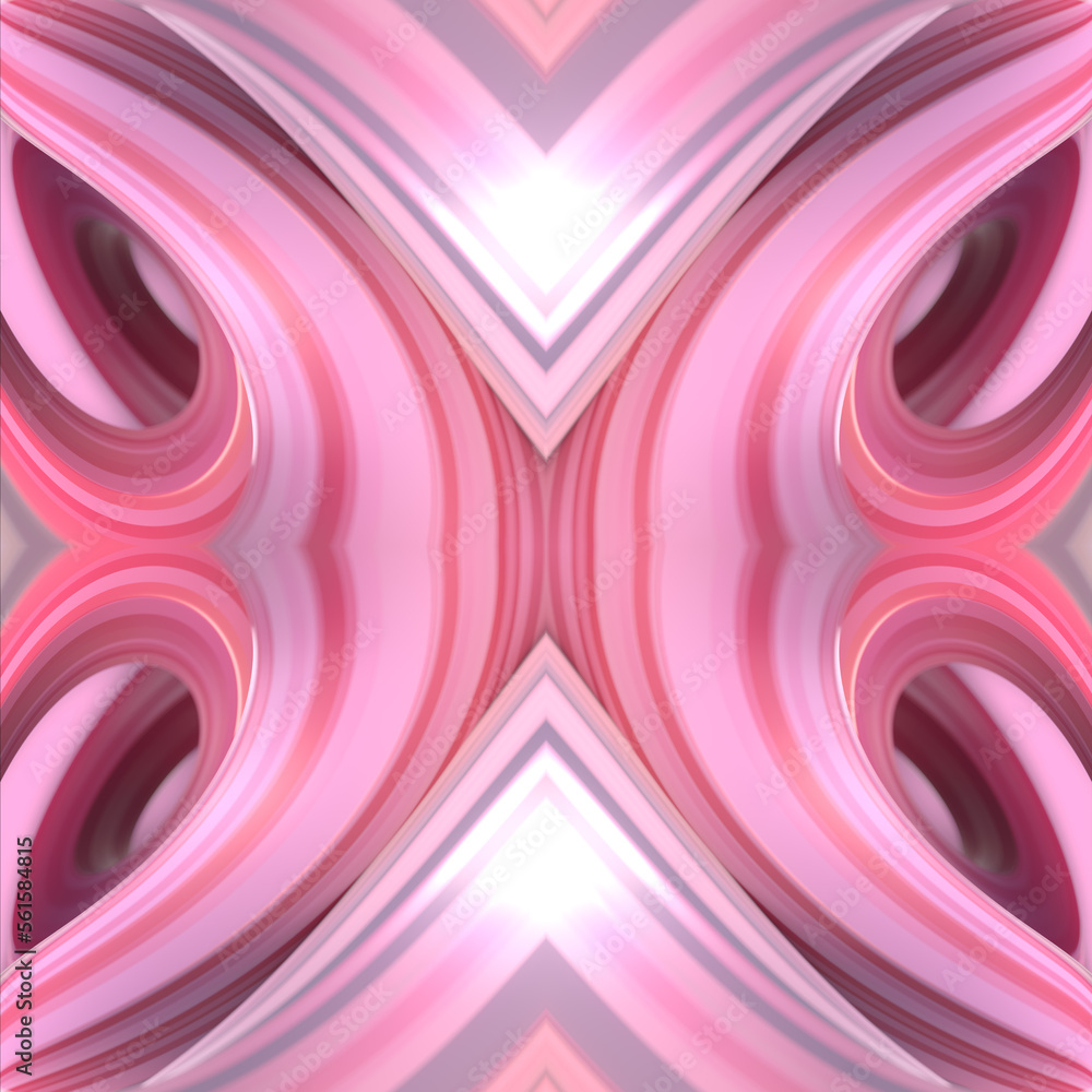 Aufkleber Kaleidoscopic pattern of twisted geometric shapes. Futuristic background. 3d rendering digital illustration