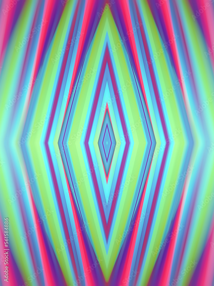 Aufkleber Abstract kaleidoscopic background with bright color combination. 3d rendering digital illustration