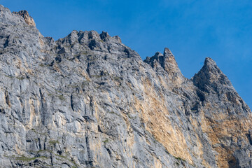 Pointed peaks of the cliffs in Lauterbrunnen