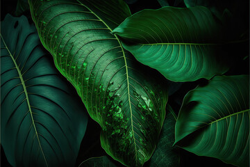 Green leaf, nature background, tropical leaf