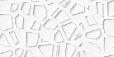 Random shifted white polygon geometrical prism edges or borders objects background wallpaper banner