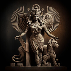 Fototapeta premium Ancient Sumerian mythology. Utu,ancient Sumerian mythological god. Created with Generative AI technology.
