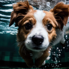 Dog diving into water - AI Generated