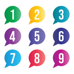 Set of bullet points numbers from one to eight in gradient shapes	
