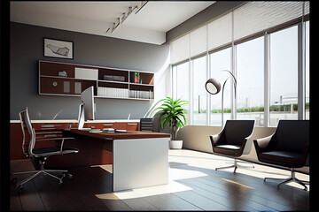 Clean modern office modern office clean office luxury, Generative AI
