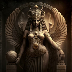 Ancient Sumerian mythology. Ninurta,ancient Sumerian mythological god. Created with Generative AI technology.