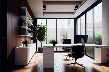 Clean modern office modern office clean office luxury, Generative AI