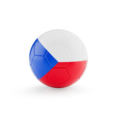 Fototapeta premium 3D football soccer ball with Czech Republic national team flag isolated on white background - 3D Rendering