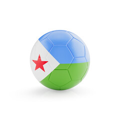 3D football soccer ball with Djibouti national team flag isolated on white background - 3D Rendering