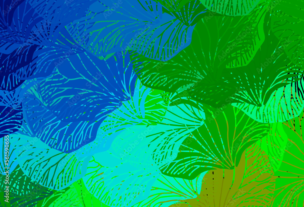 Poster light blue, green vector texture with abstract forms.