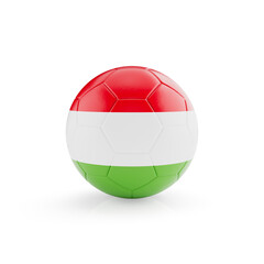 3D football soccer ball with Hungary national team flag isolated on white background - 3D Rendering