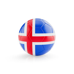 3D football soccer ball with Iceland national team flag isolated on white background - 3D Rendering