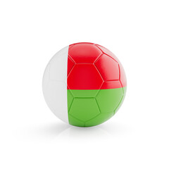 Fototapeta premium 3D football soccer ball with Madagascar national team flag isolated on white background - 3D Rendering