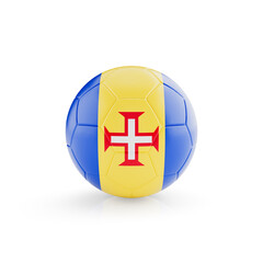 3D football soccer ball with Madeira national team flag isolated on white background - 3D Rendering