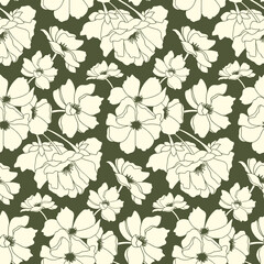 Floral Botanical Vector Seamless Pattern Retro Illustration for Textile Fabric Wrapping Paper Wallpaper Greeting Card