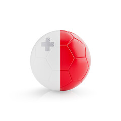 3D football soccer ball with Malta national team flag isolated on white background - 3D Rendering