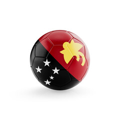 3D football soccer ball with Papua New Guinea national team flag isolated on white background - 3D Rendering