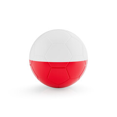 Fototapeta premium 3D football soccer ball with Poland national team flag isolated on white background - 3D Rendering