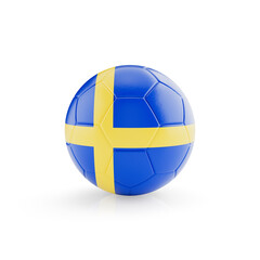 Fototapeta premium 3D football soccer ball with Sweden national team flag isolated on white background - 3D Rendering