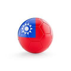 Obraz premium 3D football soccer ball with Taiwan national team flag isolated on white background - 3D Rendering