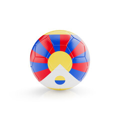 Obraz premium 3D football soccer ball with Tibet national team flag isolated on white background - 3D Rendering