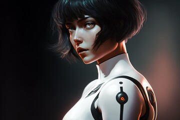 A futuristic anime girl in a white space suit, generative ai