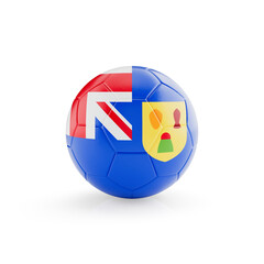 Obraz premium 3D football soccer ball with Turks And Caicos national team flag isolated on white background - 3D Rendering