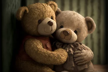 Fotobehang teddy bears in love together © Sndor