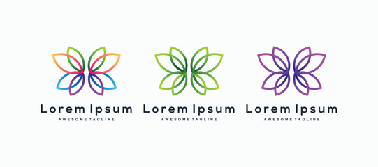 Set of Colorful Butterfly logo design inspiration vector