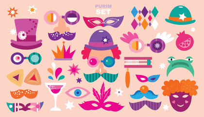 Purim - holiday jewish carnival Lettering in Hebrew translition 