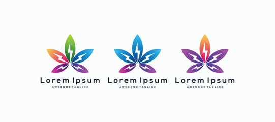 Set of Colorful leaf energy logo design inspiration vector
