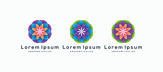 Set of Colorful Flower logo design inspiration vector