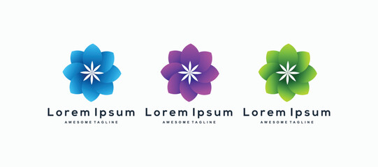 Set of Colorful leaf logo design inspiration vector