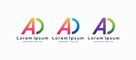 Set of Letter A D logo design inspiration vector