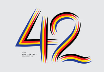 42 years anniversary celebration logotype colorful line vector, 42th birthday logo, 42 number, Banner template, vector design template elements for invitation card and poster. number design vector