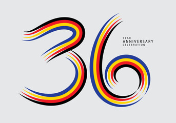 36 years anniversary celebration logotype colorful line vector, 36th birthday logo, 36 number, Banner template, vector design template elements for invitation card and poster. number design vector